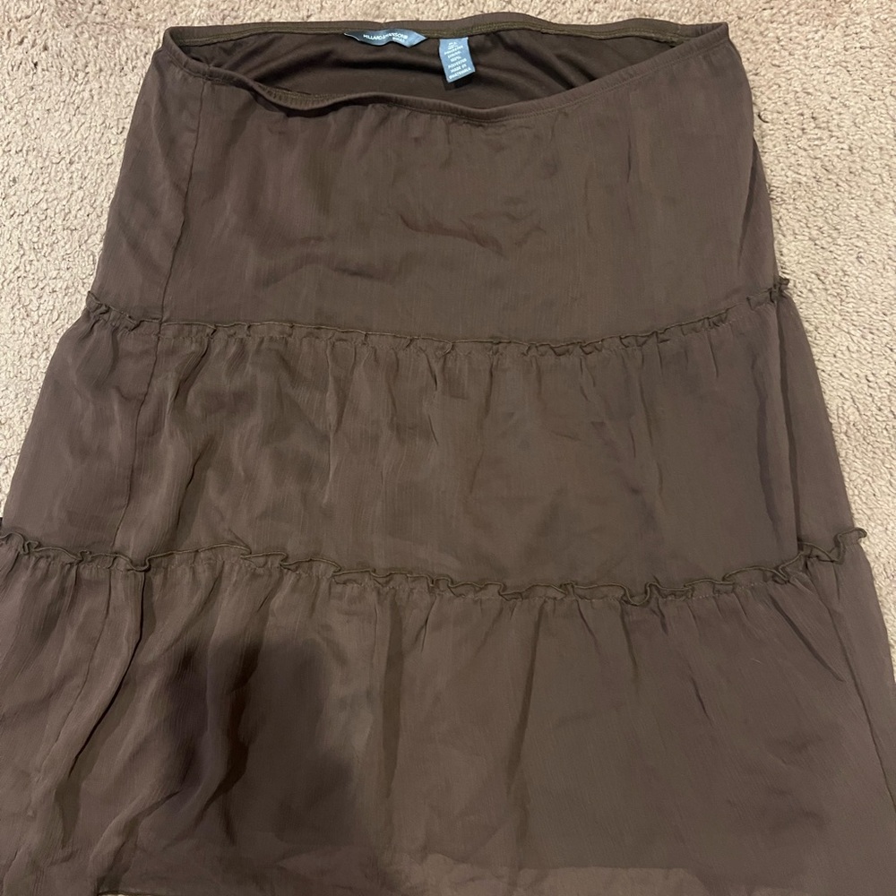Hillard & Hanson Brown Bubble Midi Skirt